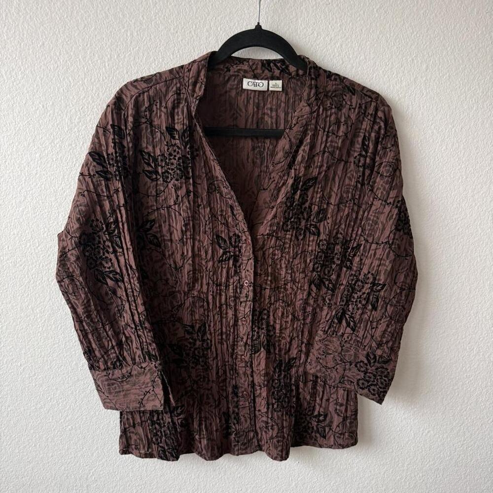 Whimsygoth brown floral button up